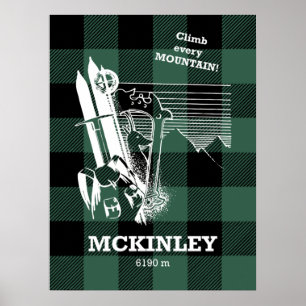 Poster Monte McKinley Alaska Denali Park Mountaineering
