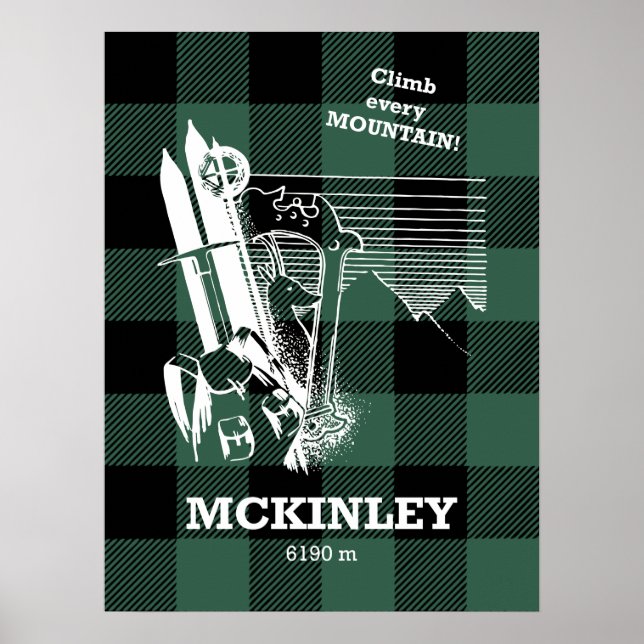 Poster Monte McKinley Alaska Denali Park Mountaineering (Frente)