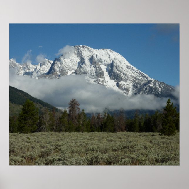 Pôster Monte Moran e nuvens em Grand Teton (Frente)