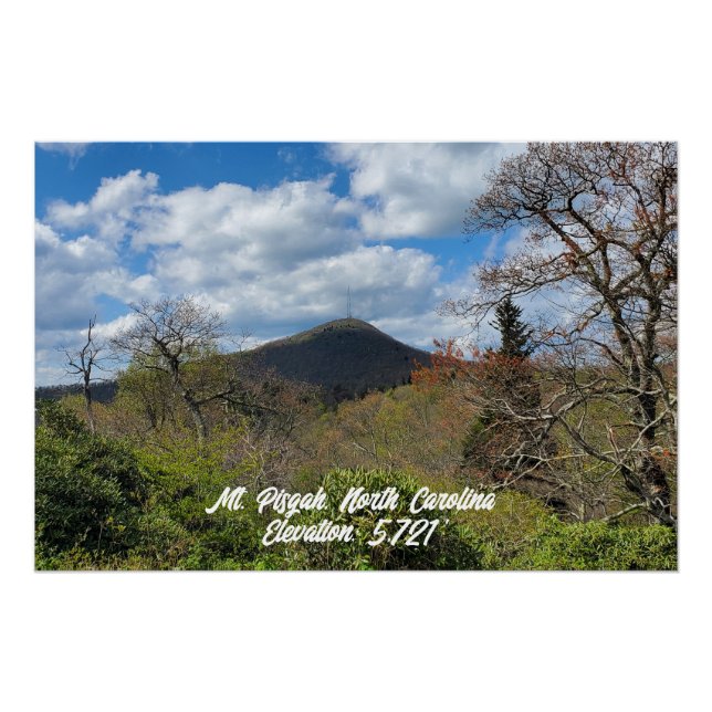 Pôster Monte Pisgah North Carolina Elevation Blue Ridge (Frente)