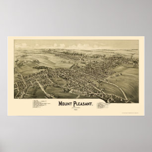 Pôster Monte Pleasant, PA Panorâmica Map - 1900