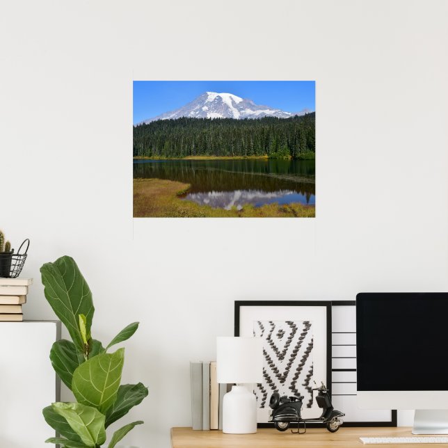 Poster Monte Rainier e Reflection Lake (Escritório em casa)