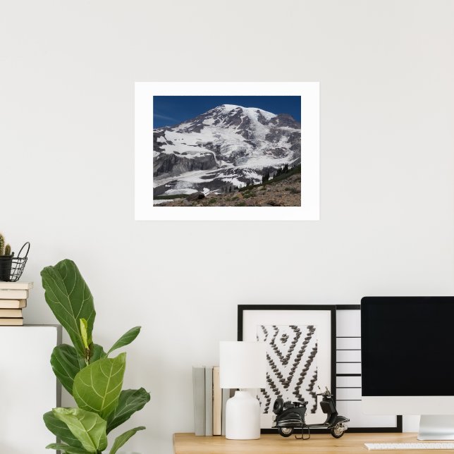 Poster Monte Rainier Glacier Vista - Paisagem fotográfica (Escritório em casa)