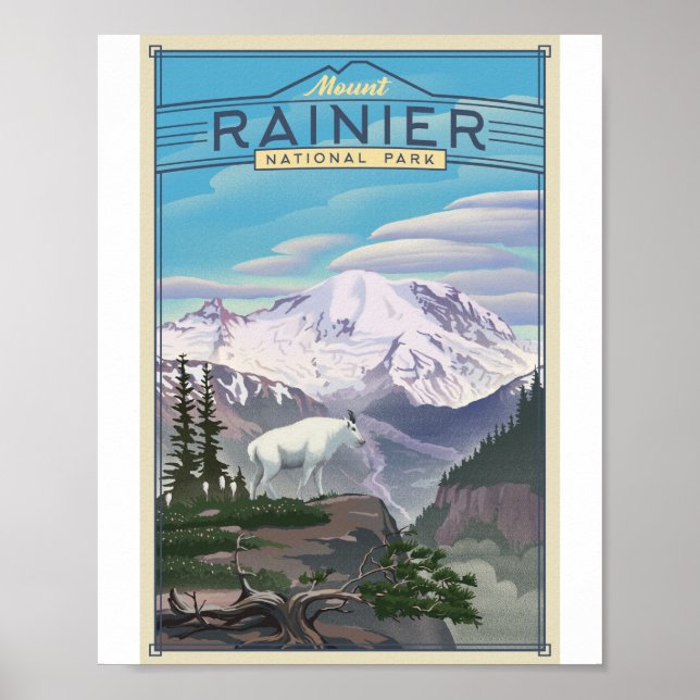 Poster Monte Rainier National Park Litho Trabalho de arte (Frente)