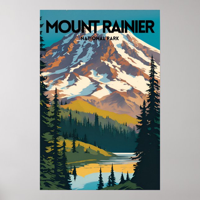 Poster Monte Rainier National Park Viagem tradicional PS (Frente)