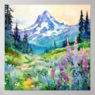 Poster Monte Rainier National Park Watercolor