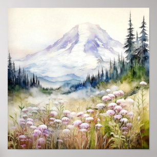 Poster Monte Rainier National Park Watercolor
