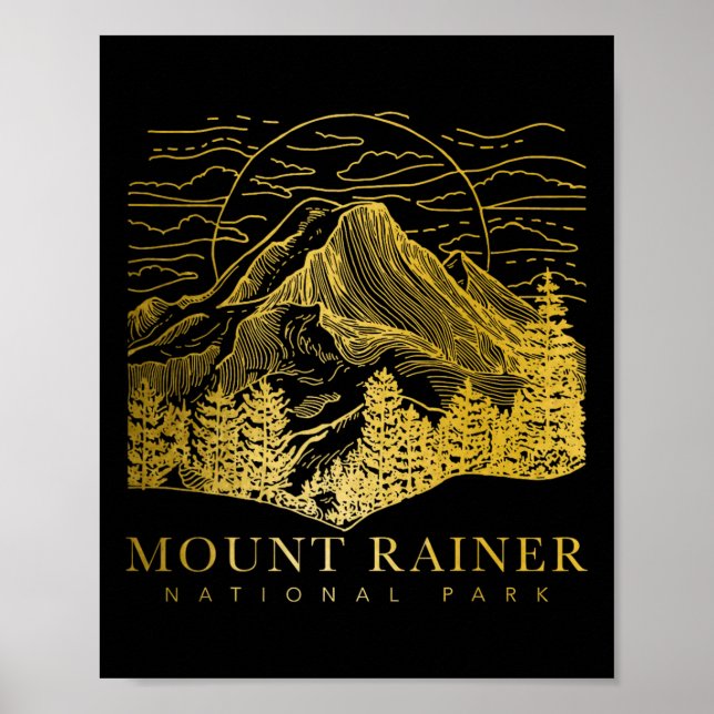 Poster Monte Rainier Washington Montanha Mt Climbing Cume (Frente)