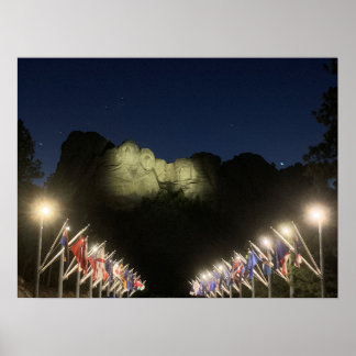 Poster Monte Rushmore à noite