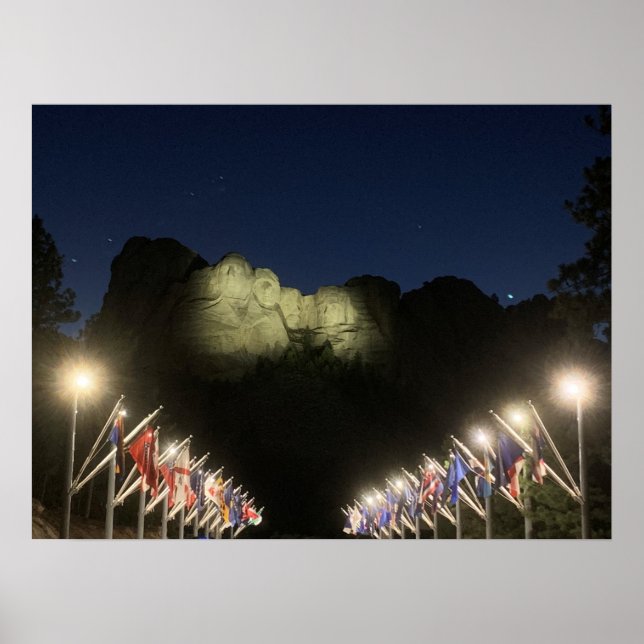 Poster Monte Rushmore à noite (Frente)