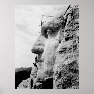 Pôster Monte Rushmore em Construção