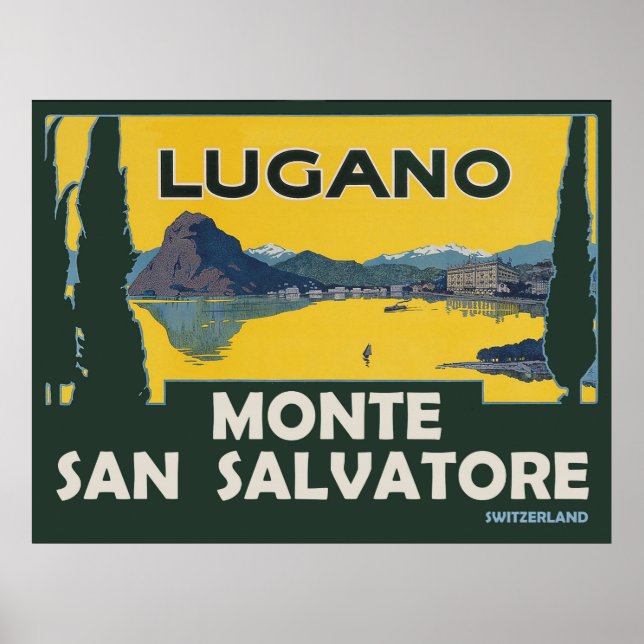 Poster Monte San Salvatore, vista do lago de lugano (Frente)