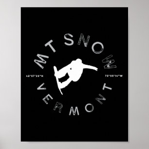 Poster Monte Snow Vermont Graphic Vintage Snowboard T Shi