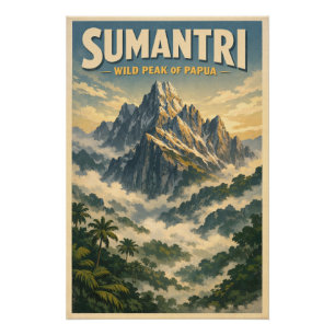 Pôster Monte Sumantri, Indonésia, em um clássico retrô
