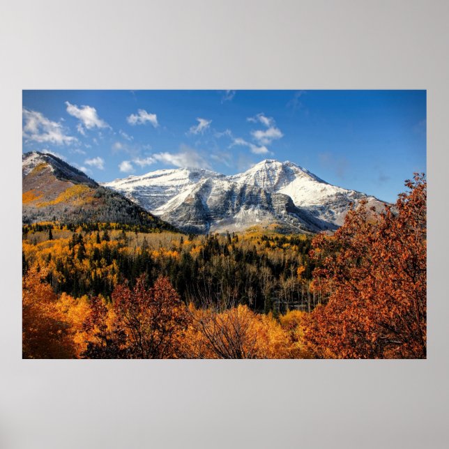 Poster Monte Timpanogos nas Montanhas do Autumn Utah (Frente)