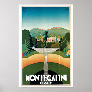 Poster Montecatini Itália Vintage Viagem italiano