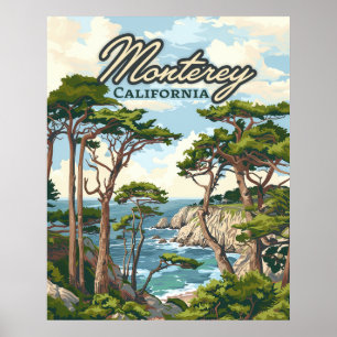 Poster Monterey California Cypress Trees Ocean Coast