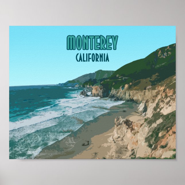 Poster Monterey California Pacific Coast Highway Vintage (Frente)