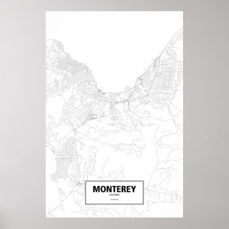 Poster Monterey, Califórnia (preto no branco)