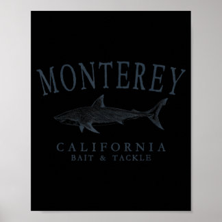 Poster Monterey Califórnia tubarão arte retrô em ardósia 