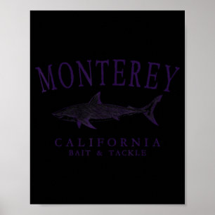 Poster Monterey califórnia tubarão vintage ameixa arte pe