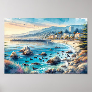 Poster Monterey California Viagem Places aqucolor