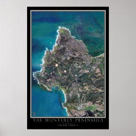 Poster Monterey Peninsula do Mapa de Satélites da Califór