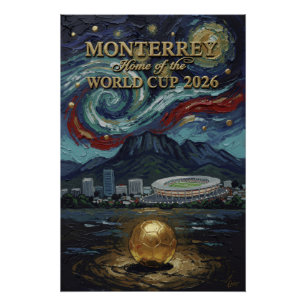 Pôster Monterrey 2026 Futebol Arte de Futebol de Luxo par