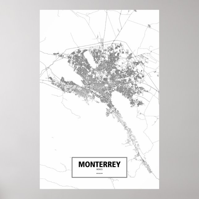 Poster Monterrey, México (preto no branco) (Frente)