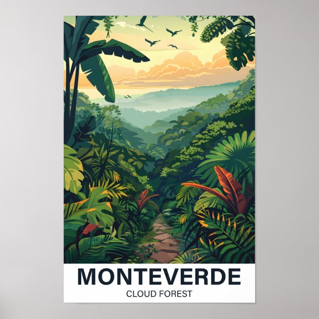 Poster Monteverde Cloud Forest Costa Rica Viagem (Frente)