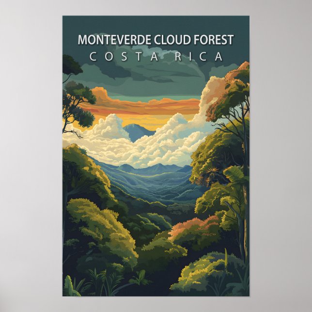 Poster Monteverde Cloud Forest Costa Rica Viagem (Frente)