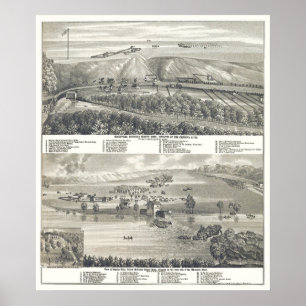 Pôster Montevideo, mapa panorâmico do manganês - 1874