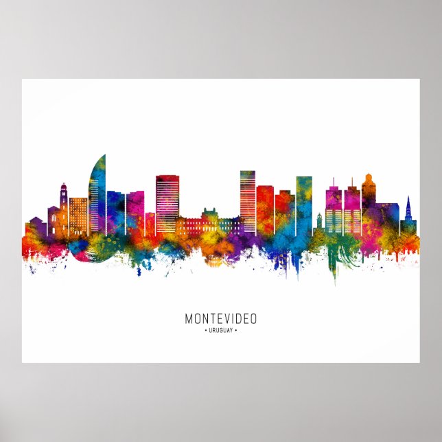 Poster Montevideo Uruguai Skyline (Frente)