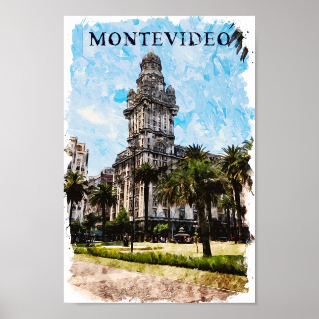 Poster Montevidéu Uruguai City View (Frente)