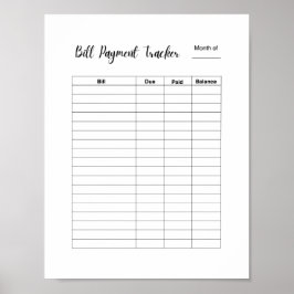 Poster Monthly Bill Payment Tracker Log