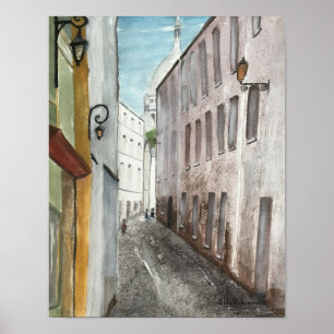 POSTER MONTMARTRE, PARIS, AGUARELA