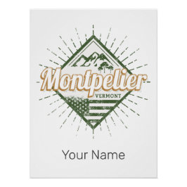 Pôster Montpelier Vermont Cidade dos Estados Unidos Vinta