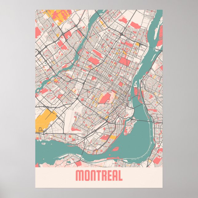 Poster Montreal - Mapa da Cidade do Chalk no Canadá (Frente)