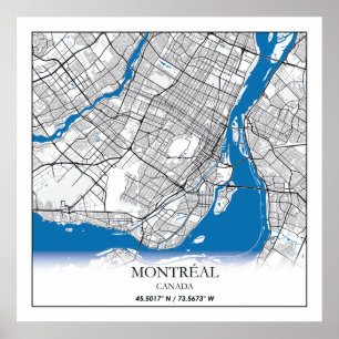 Poster Montreal Quebec - Canadá - Mapa de Cidade Viagem 