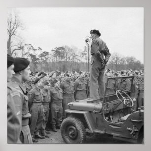 Poster Monty Abordando As Tropas - WW2 - 1944