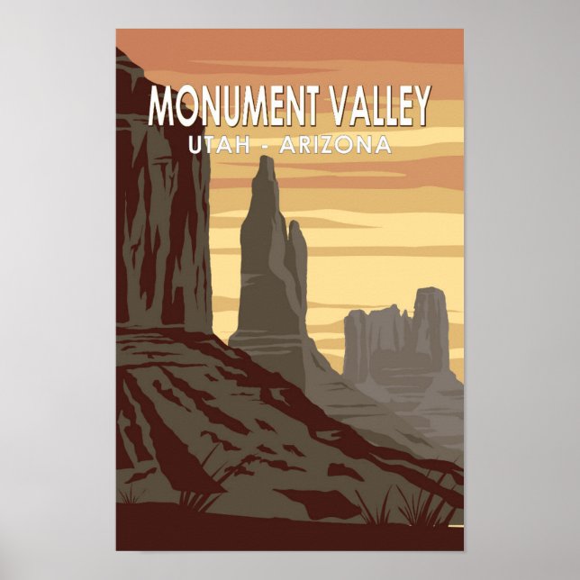Poster Monument Valley Arizona Utah Vintage (Frente)