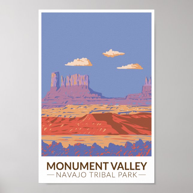 Poster Monument Valley Navajo Tribal Park Viagem Vintage (Frente)