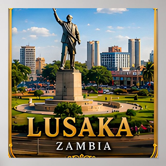 Poster Monumento à Liberdade de Lusaka e Coração da Zâmbi (Frente)
