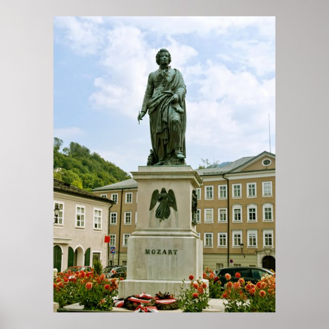 Poster Monumento a Mozart em Salzburgo, Áustria (Frente)