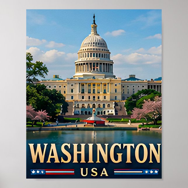 Poster Monumento a Washington e Ícones Americanos (Frente)