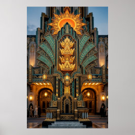 Poster Monumento Arquitetura Coroa Dourada Art Déco