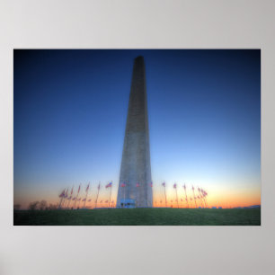 Pôster Monumento de Washington com por do sol alaranjado