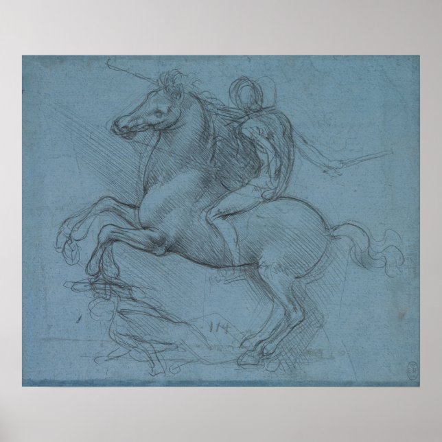 Poster Monumento Equestre (estudo) de Leonardo da Vinci (Frente)