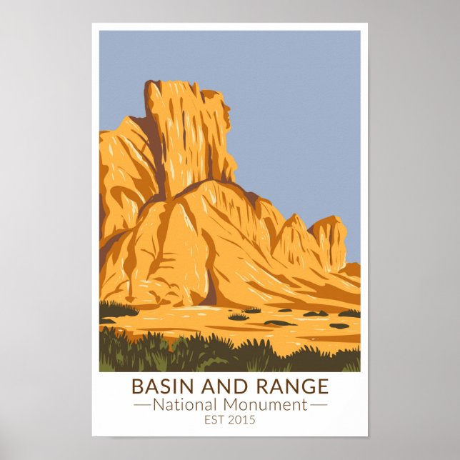 Poster Monumento Nacional Basin e Range Nevada Vintage (Frente)