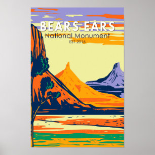 Poster Monumento Nacional Bears Ears Utah Retro